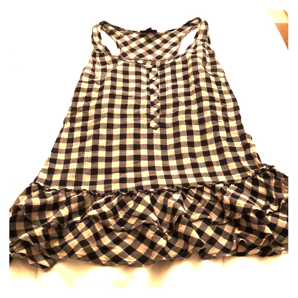Gingham loose fit tan top